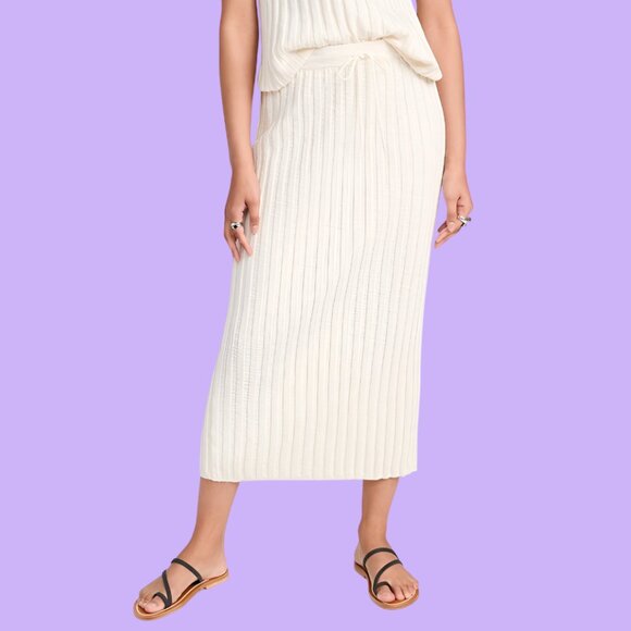 Free People Dresses & Skirts - NWOT Free People Veda Knit Ribbed Midi Skirt Ivory Size XS